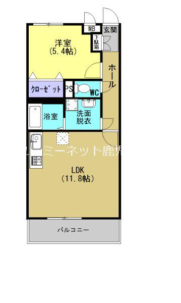 OREO&MAPLE(1LDK/3階)の間取り写真
