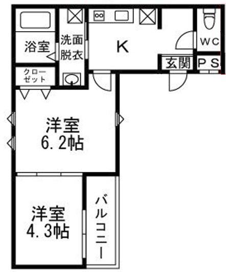 花畑プレミア(2K/1階)の間取り写真
