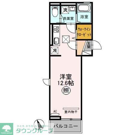 デルソーレ(ワンルーム/1階)の間取り写真