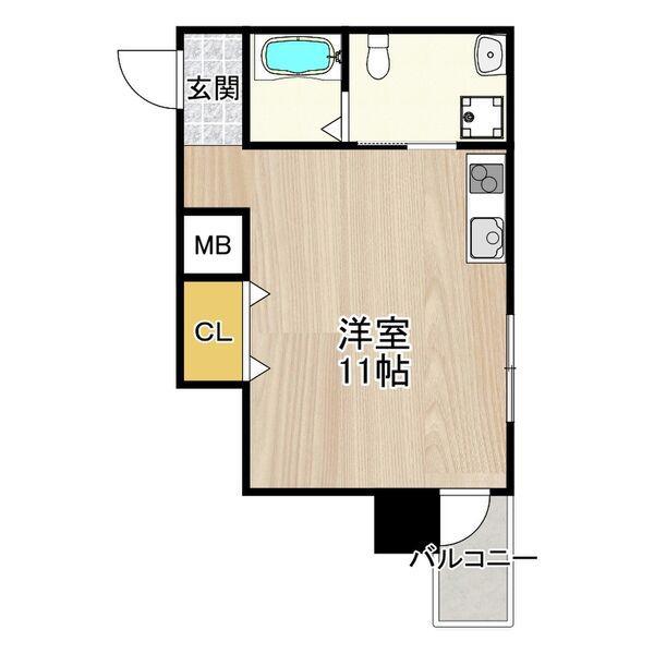 ディアコート宿屋町(ワンルーム/9階)の間取り写真