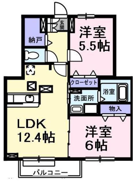 ゴーチェ(2LDK/1階)の間取り写真