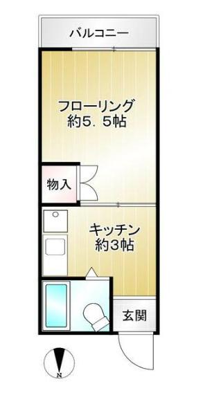 福島コーポ(1K/2階)の間取り写真