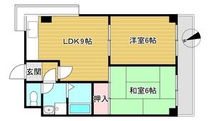 ウイステリア長居西(2LDK/1階)の間取り写真