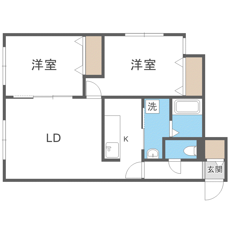 MODEST篠路(2LDK/2階)の間取り写真