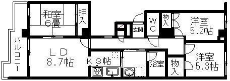 ロイヤルヒルズ台原I(3LDK/1階)の間取り写真