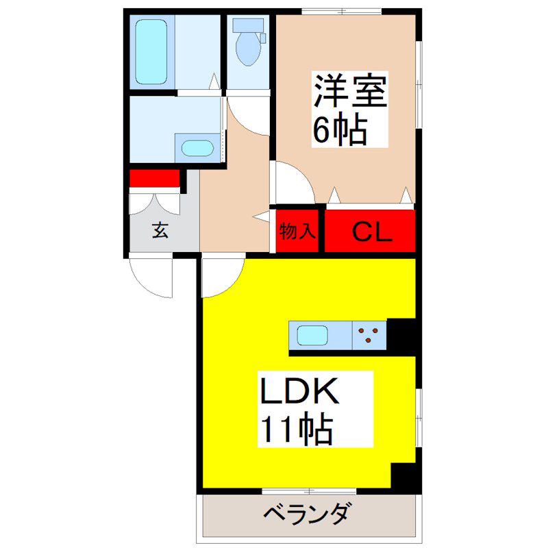 LUCKY FLAT(1LDK/3階)の間取り写真