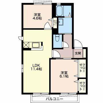 シュロス(2LDK/2階)の間取り写真