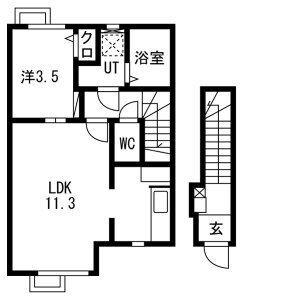 LIEN鶴岡B(1LDK/2階)の間取り写真