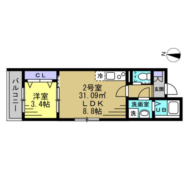 ウィル北小金(1LDK/3階)の間取り写真