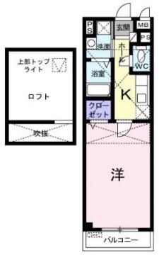 プリマヴェーラ(1K/2階)の間取り写真