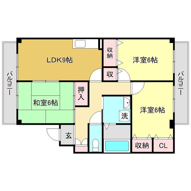 セゾンメルヴェーユ冬(3LDK/1階)の間取り写真