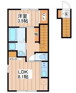 プチクロッシュ(1LDK/2階)の間取り写真