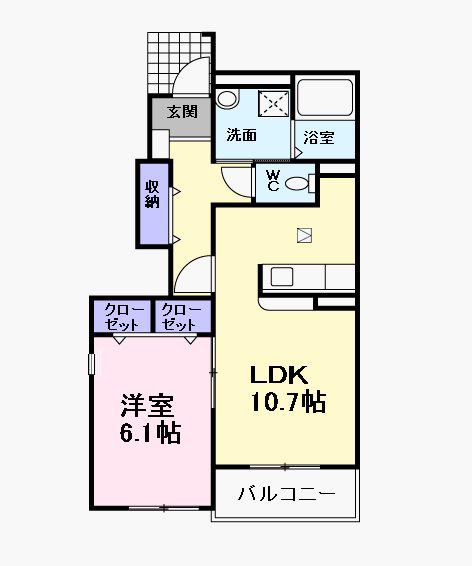 クラールベルFU(1LDK/1階)の間取り写真