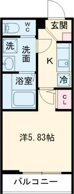 GRADUS福生II(1K/1階)の間取り写真