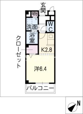 ラシーヌ矢田(ワンルーム/1階)の間取り写真