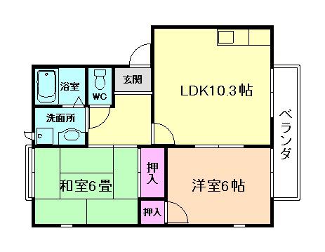 フォーレストヒル(2LDK/1階)の間取り写真