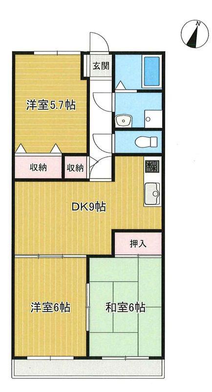 ビラージュセラ下溝1号館(3DK/3階)の間取り写真