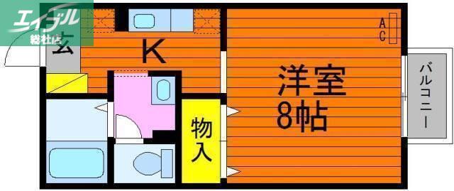 マーチ A(ワンルーム/1階)の間取り写真