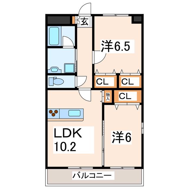 フリューション戸島西弐番館(2LDK/7階)の間取り写真