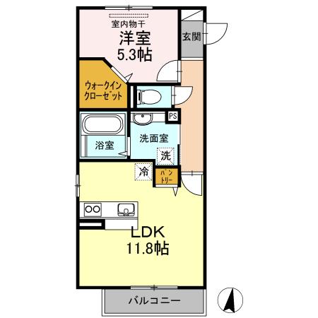 プリマヴェーラ(1LDK/2階)の間取り写真