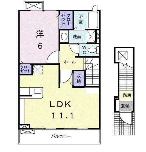 セレノ パラッツオ(1LDK/2階)の間取り写真