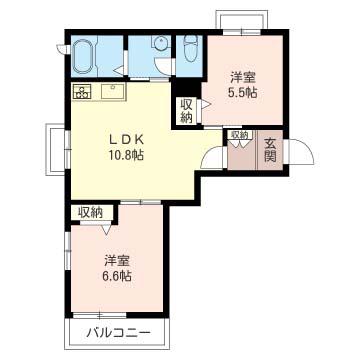 リヴィエール南瀬谷(2LDK/2階)の間取り写真