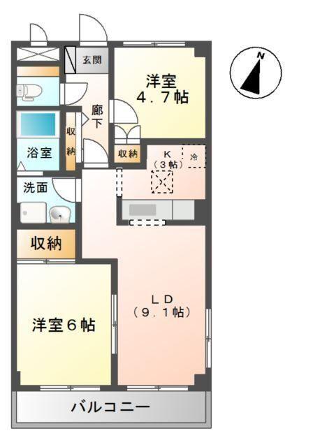 パールハイツ蘇我I(2LDK/1階)の間取り写真