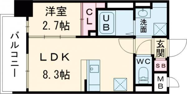 RESIDENCE花畑(1LDK/13階)の間取り写真
