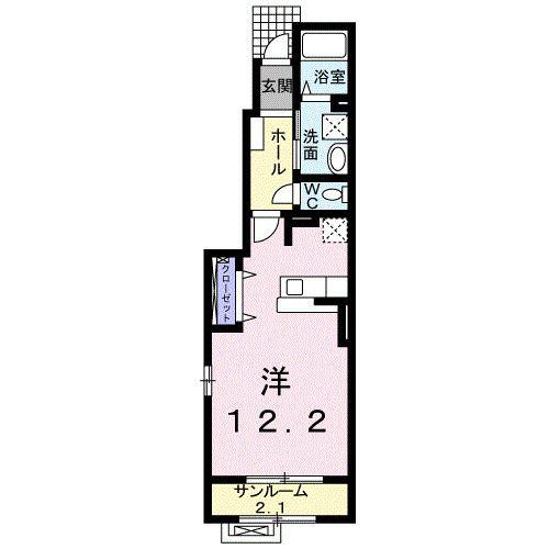ジュネスI(ワンルーム/1階)の間取り写真
