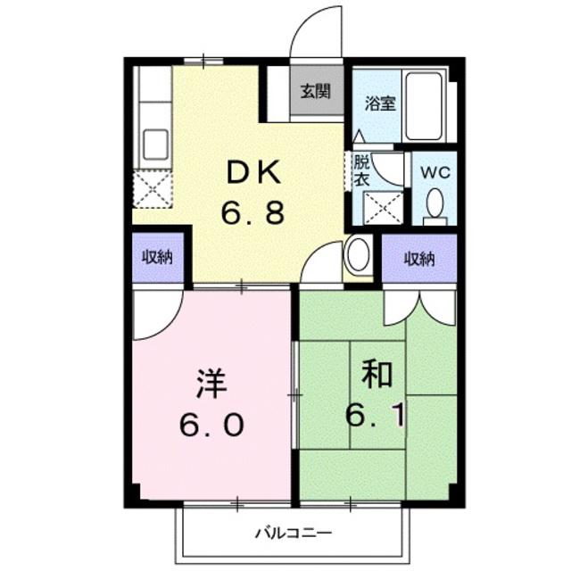 ルミエールA(2DK/1階)の間取り写真