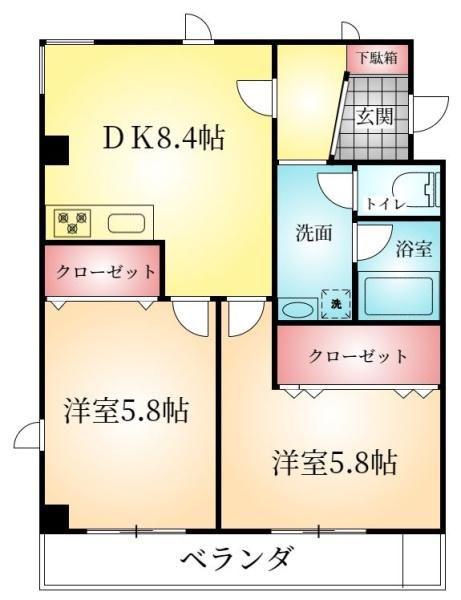 ARUMAT GARDEN(2DK/2階)の間取り写真
