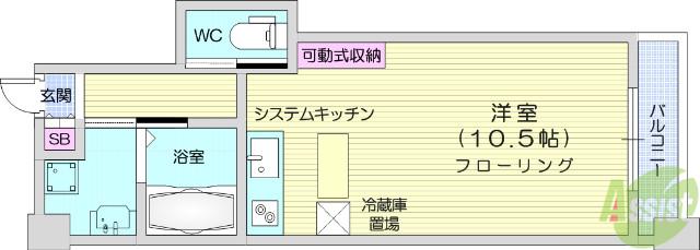 HF西公園レジデンス(ワンルーム/9階)の間取り写真