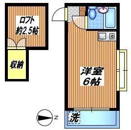 シティハイツ田安(ワンルーム/2階)の間取り写真