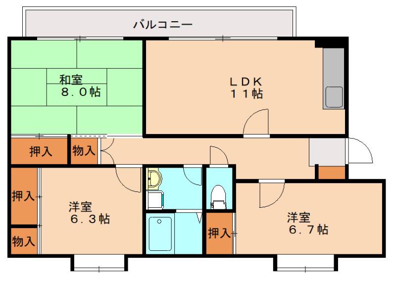 ヴィラウィング(3LDK/2階)の間取り写真