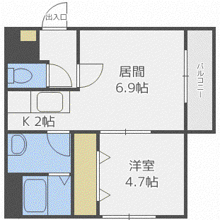 カハラコート1ST(1LDK/8階)の間取り写真