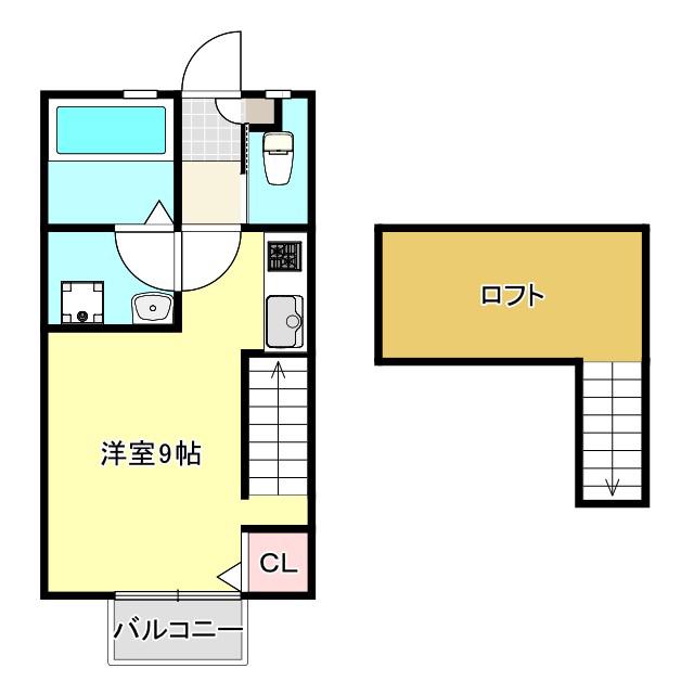 アルシオーネII(1K/2階)の間取り写真