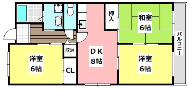 清栄ハイツ(3DK/3階)の間取り写真