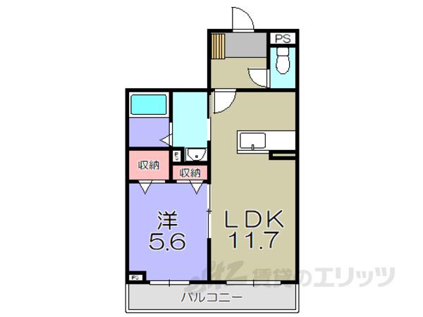 スカイヴィラ聖徳(1LDK/1階)の間取り写真