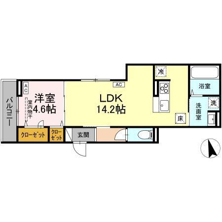 フタバテラス(1LDK/1階)の間取り写真