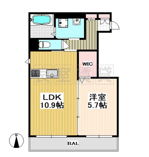 ルチアーノ御器所(1LDK/2階)の間取り写真