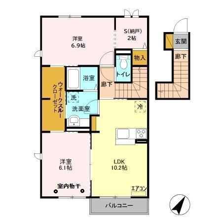 サンライズガーデン(2LDK/2階)の間取り写真