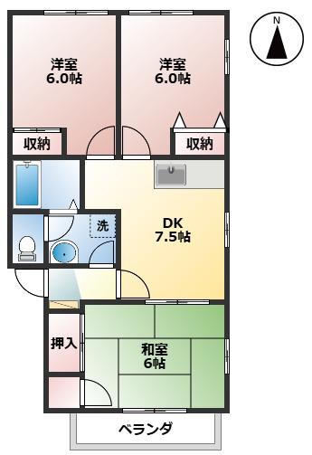 クレスト天神前(3DK/2階)の間取り写真