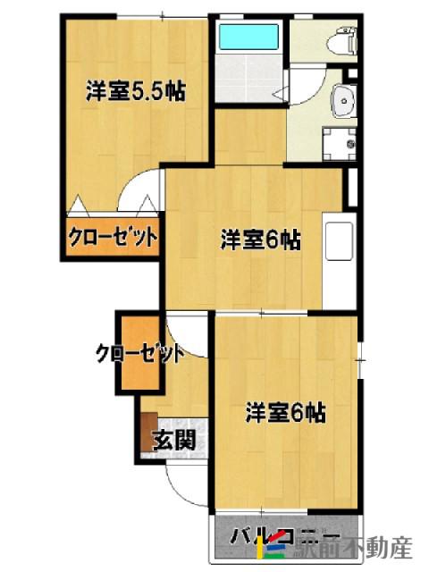 ラシーヌIII壱番館(2DK/1階)の間取り写真