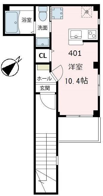 パルテール蒔田(ワンルーム/4階)の間取り写真