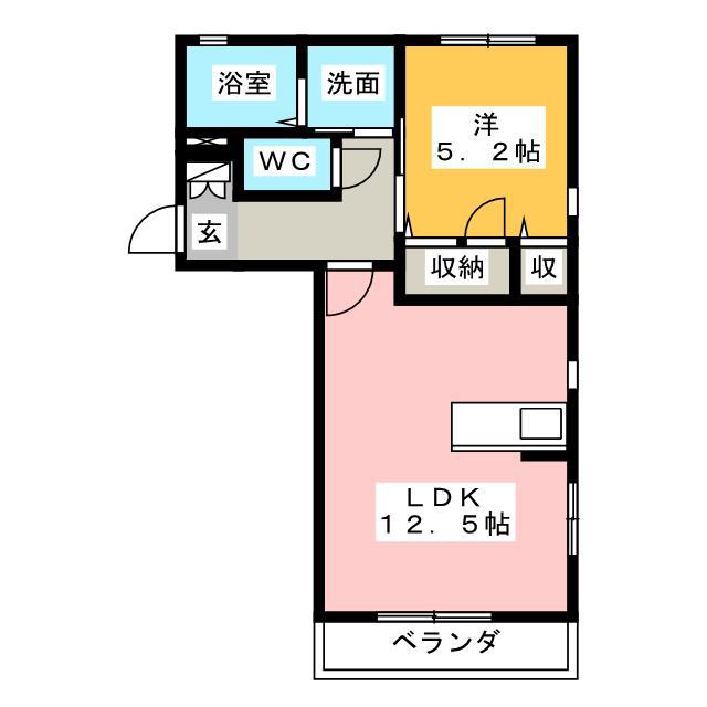セゾン中町(1LDK/2階)の間取り写真