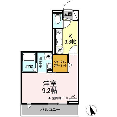 D-HILLS山下(1K/2階)の間取り写真