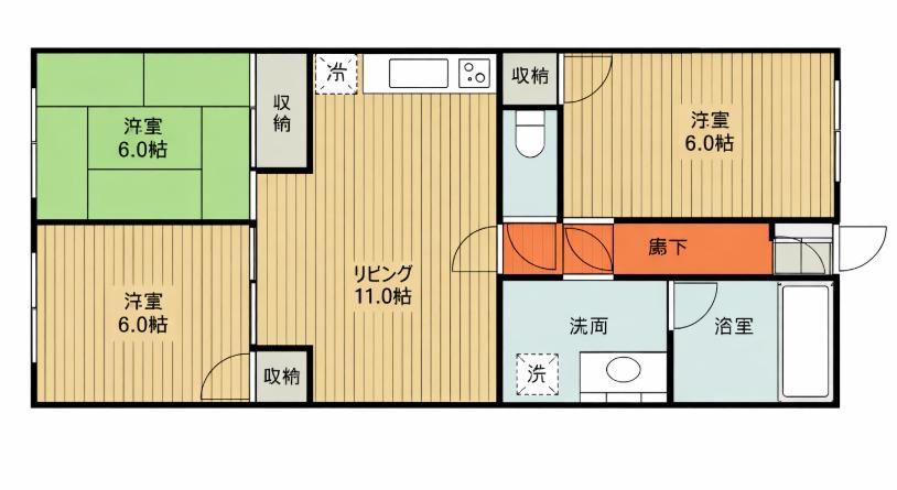ドエルYM(3LDK/1階)の間取り写真