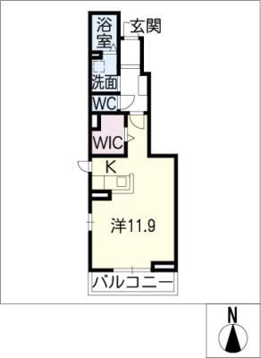 ラ・シエル II(ワンルーム/1階)の間取り写真