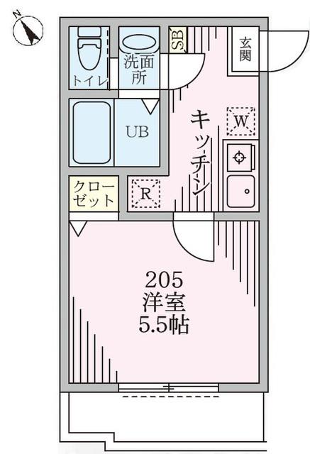ベルゾーネ八城(1K/2階)の間取り写真