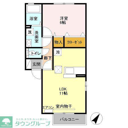 アリコルージュB(1LDK/1階)の間取り写真